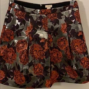 J Crew Metallic silver and floral skirt